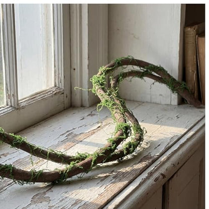 Janinka 2 Pcs 118in Large Bendable Artificial Tree Branches with Moss | Enchanted Forest Decorations, DIY Jungle Climber Vines, Fake Moss Jungle Party Decor, Garden Landscape Reptile Habitat Decor