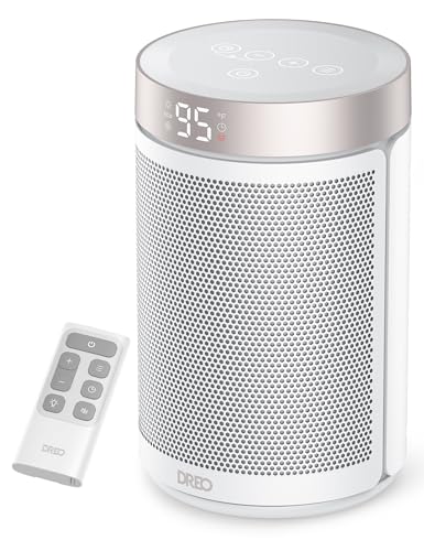 DREO Space Heater, Portable Electric Heaters for Indoor Use with Remote | Adjustable Thermostat, 12H Timer, 5 Mode, 1500W PTC Ceramic Fast Safety Heat for Office Bedroom Home, 34dB Quiet, White - color: White