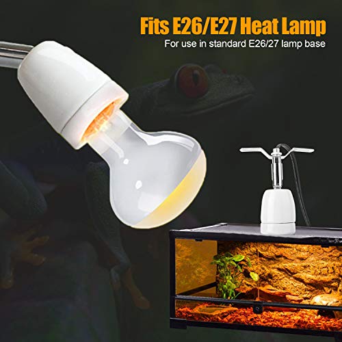 CHICIRIS 300W Lamp Socket, 360° Rotatable Heating Light Adjustable Bracket Kit with One-Button Switch, E26/E27 Ceramic Lamp Holder, for Aquarium, Lizard, Tortoise, Snake (Without