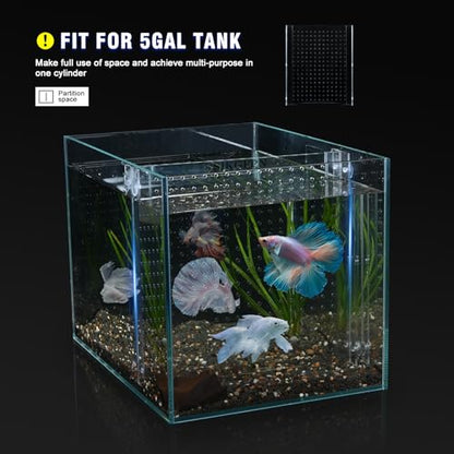 Acrylic Fish Tank Divider,5 Gallon Tank Divider,Adjustment Clear Fish Tank Separator Set with Suction Cups (5gal/5.5gallon) - size: 8‘’x9''(5 gallon)