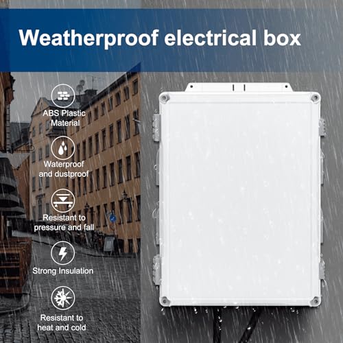 Namunanee Outdoor Electrical Junction Box, ABS Water Resistant Enclosure with Internal Mounting Panel & Hinged Cover (16.5" H x 12.6" L x 6.1" W) - size: 16.5"H x 12.6"L x 6.1"W & Standard