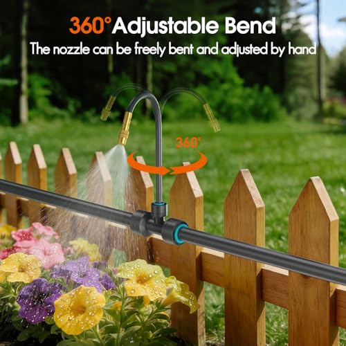 98FT 1/2" Drip Irrigation System Kit with Water Timer for Garden | Automatic Watering System with 20pcs 360° Adjustable Copper Nozzles, irrigation system for garden,Yard, Lawn,Greenhouse