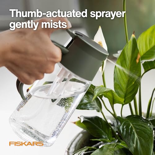 Fiskars 17oz 2-in-1 Mist & Pour Watering Can for Indoor Plants | Space-Saving Glass Plant Mister with Thumb Pump Sprayer and Spout, Boost Humidity & Soak Houseplant Roots, Modern Decor Style - size: Mist/Pour Combo