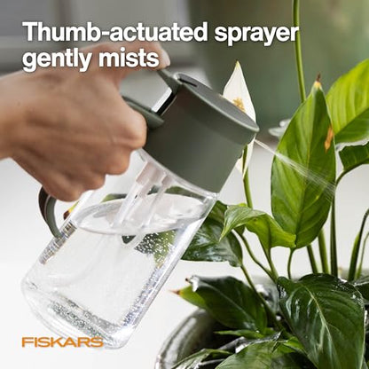 Fiskars 17oz 2-in-1 Mist & Pour Watering Can for Indoor Plants | Space-Saving Glass Plant Mister with Thumb Pump Sprayer and Spout, Boost Humidity & Soak Houseplant Roots, Modern Decor Style - size: Mist/Pour Combo