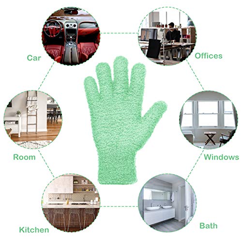 Patelai 2 Pairs Microfiber Gloves for plants Dusting Cleaning Glove Mittens House Cars Blinds Dusting(Blue, Grass Green,X-Large) - color: Blue, Grass Green, size: X-Large