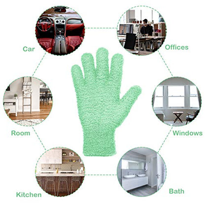 Patelai 2 Pairs Microfiber Gloves for plants Dusting Cleaning Glove Mittens House Cars Blinds Dusting(Blue, Grass Green,X-Large) - color: Blue, Grass Green, size: X-Large