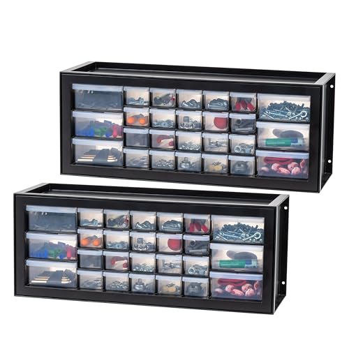 IRIS USA 26-Drawer Teacher Toolbox, 2 Pack, Craft Storage Drawers, Black | Wall mountable, Stackable, Building Bricks, Stickers, Crayons, Markers, Beads Organizer - color: Black, size: 26 Drawer - 2 Pack