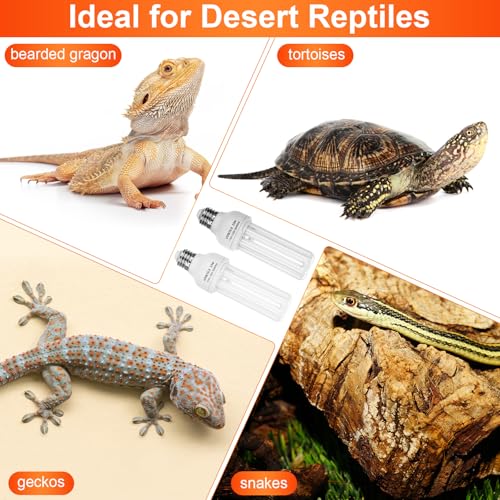 4 Pack UVB Reptile Light Bulb 23w 10.0 UVB Bulb for Desert Reptiles Pet Light for Turtle Compact Fluorescent Terrarium Lamp for Bearded Dragon, Lizard, Tortoise, Iguanas, Snake, Gecko