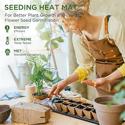 MET Certified Seedling Heat Mat, Adjustable Temperature Waterproof Durable Germination Station Heat Mat, Warm Hydroponic Heating Pad for Indoor Home Gardening Seed Starter - size: 1 Pack-3.5" X 21"