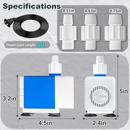 SongLong Submersible Pump 530GPH 6.5ft. High Lift for Fountains | Ultra Quiet, with Over Heating Protection, for Hydroponics,fish tank, Aquariums & More - size: 530GPH