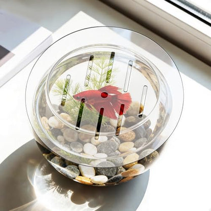 Fish Tank Lid: 22cm/8.66" Round Aquarium Lid Cover with Hole - Transparent Acrylic Tank Protective Cover for Fish Bowl Terrarium - size: 22.00X22.00X0.30CM