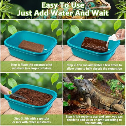 Riare 1 Pack Natural Coconut Fiber Substrate, Coco Coir Reptile Substrate | Coconut Husk Reptile Bedding for Tortoises, Snakes, Geckos, Bearded Dragons & Hermit Crabs, Enclosures & Terrarium Setups - color: 1 pack