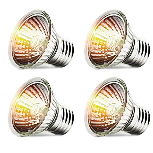 CALPALMY 4-Pack 75W UVA+UVB Bulbs | Heat and Light for Reptiles and Amphibian Tanks, Terrariums and Cages | Works with Various Lamp Fixtures