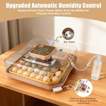ZEMIRO CHARGE Series IV - 48 Egg Incubator for Breeders, Sensor-Based Precise Humidity & Temp Control, Chick Separator, Adjustable Egg Spacing, Auto Turn & Auto Stop, Preset Incubation Days, Candler - size: 48-Egg Brown