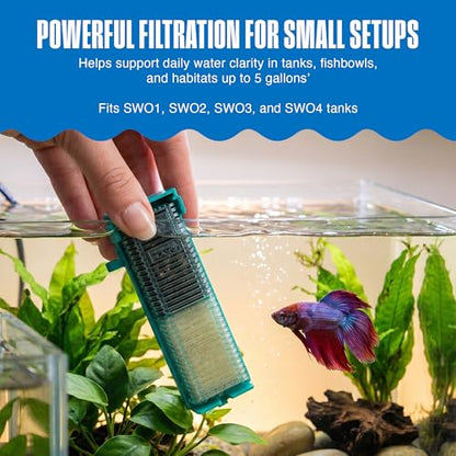 Penn-Plax Small World Aquarium Filter – Comes with a Disposable Media – Safe for Freshwater and Saltwater Setups (SWF1)
