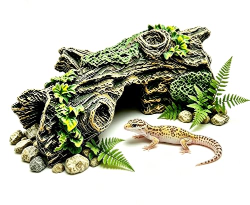 Aquarium Hollow Tree Trunk Decoration-Resin Betta Fish Cave Hide with 3 Entry Holes | Hideout & Resting Decor for Nano Fish,Guppies & Small Fish Tanks|6.6"×3.3"×2.1" - size: xs
