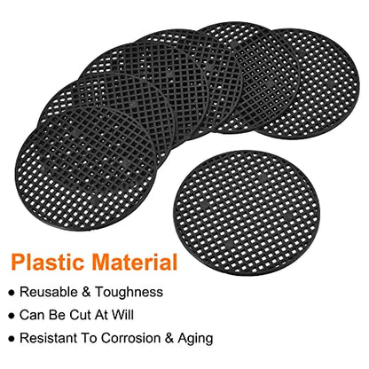 MECCANIXITY Flower Pot Hole Mesh Pad 4 Inch Bonsai Plant Bottom Round Plastic Soil Grid Screen Mat, Black Pack of 20 - size: 4"
