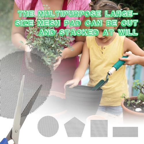 Ouligay 100pcs Flower Pot Hole Mesh Pad, 4 inch Rounds Plastic Mesh Sheet, Bonsai Bottom Grid Mat, Keep Soil from Flowing Away DIY Drainage Netting Pot