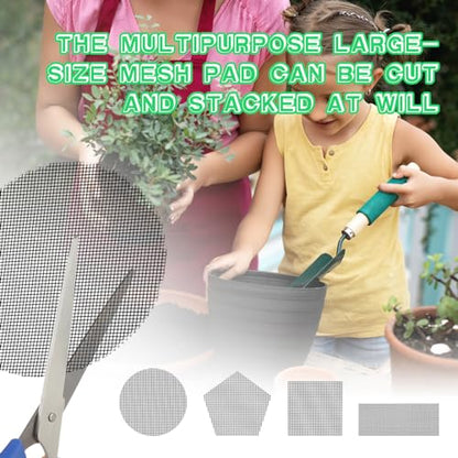Ouligay 100pcs Flower Pot Hole Mesh Pad, 4 inch Rounds Plastic Mesh Sheet, Bonsai Bottom Grid Mat, Keep Soil from Flowing Away DIY Drainage Netting Pot