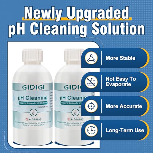 pH Cleaning Solution 250 ml x 2 and pH Electrodes Storage Solution | pH Meter Electrode Conductivity Probe Cleaner - color: White