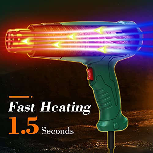 AcmyslaT Heat Gun, Heavy Duty Hot Air Gun Kit Dual Temperature Settings 572℉~932℉ (300℃-500℃), Overload Protection with 4 Nozzles for Crafts, Shrink Wrapping/Tubing, Paint Removing, Epoxy Resin | 572℉~932℉ (300℃-500℃), Overload Protection with 4 Nozzles f
