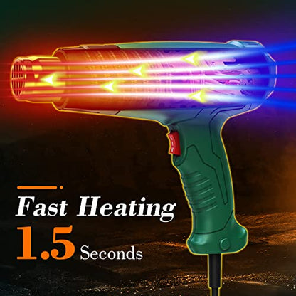 AcmyslaT Heat Gun, Heavy Duty Hot Air Gun Kit Dual Temperature Settings 572℉~932℉ (300℃-500℃), Overload Protection with 4 Nozzles for Crafts, Shrink Wrapping/Tubing, Paint Removing, Epoxy Resin | 572℉~932℉ (300℃-500℃), Overload Protection with 4 Nozzles f