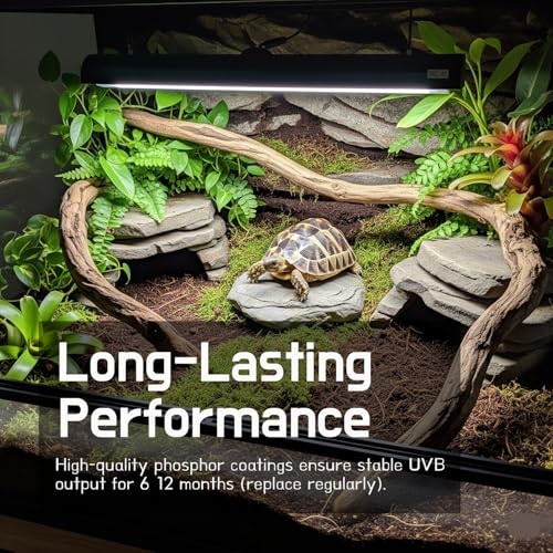 T5 HO UVB Reptile Light Kit – High-Output 24W 10.0 UVB for Reptiles – Liner UVB Light Ideal for Bearded Dragons, Tortoise & Lizard, T5 UVB Light Fixture and Bulb