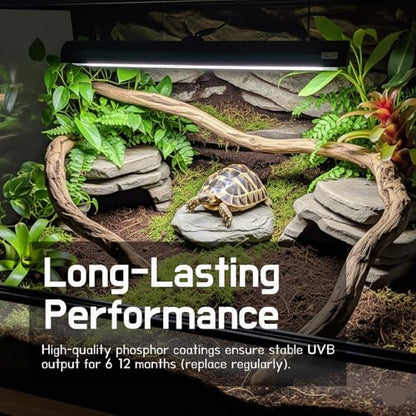 T5 HO UVB Reptile Light Kit – High-Output 24W 10.0 UVB for Reptiles – Liner UVB Light Ideal for Bearded Dragons, Tortoise & Lizard, T5 UVB Light Fixture and Bulb