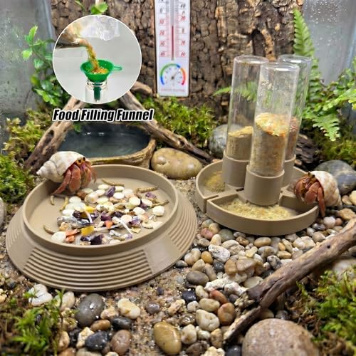 4-in-1 Hermit Crab Feeding Station - Integrated Nutrition and Hydration Center，3D-Printed Tank Accessories Made from Safe Materials, Suitable for Hermit Crabs and Small Reptiles. - color: Wood Tone