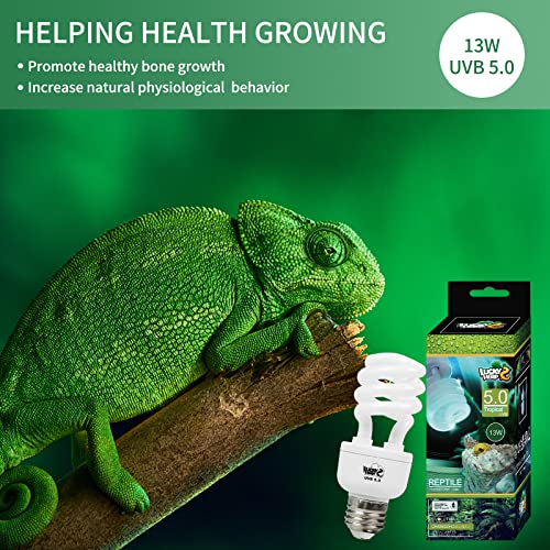 LUCKY HERP Reptile UVA UVB Light 5.0 13W Compact Fluorescent Tropical Terrarium Lamp - style: UVB5.0 13W