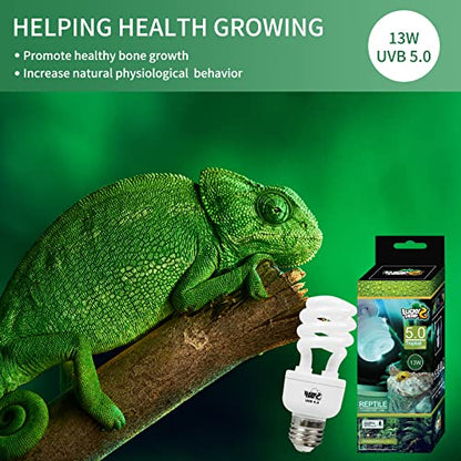 LUCKY HERP Reptile UVA UVB Light 5.0 13W Compact Fluorescent Tropical Terrarium Lamp - style: UVB5.0 13W