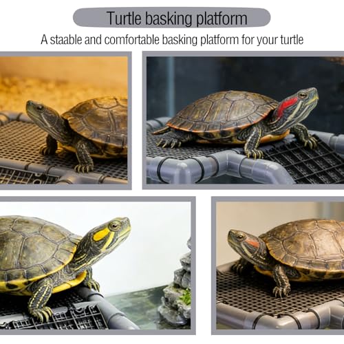 Extra Large Standing Turtle Basking Platform, 13.4" Width Turtle Basking Area with Ramp, DIY Turtle Tank Accessories, PVC Basking Dock for Aquatic Turtles for 75/90/120 Gallon - size: Extra Large