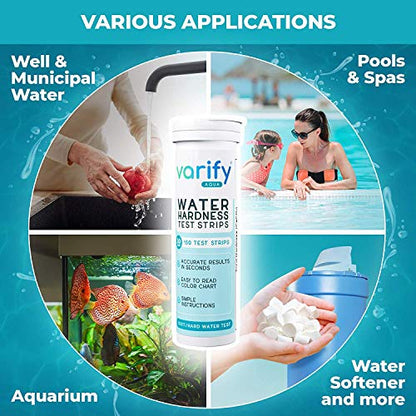 Water Hardness Test Kit - Water Testing Kit for Home, Drinking, Well, Spa, Swimming Pool, Softener, Dishwasher & More - Hard Water Test Strips for Calcium, Magnesium etc (0-425 pmm, 150 Strips)