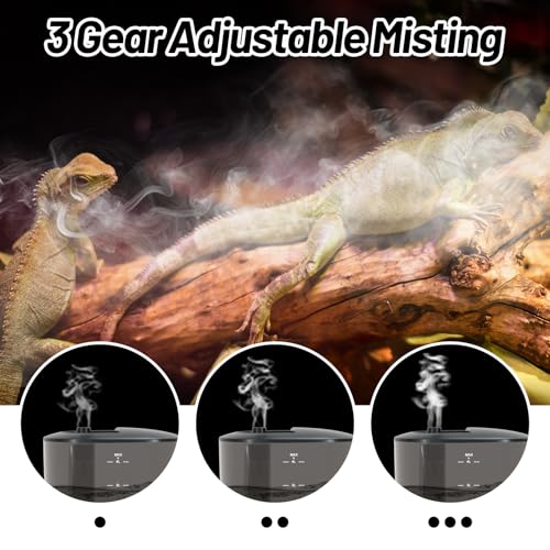 4L Reptile Humidifier Fogger Top Fill, Automatic Misting System for Reptiles, Adjustable Fogging, Leak-Proof, Timing Terrarium Mister Tank Humidifier for Snake Chameleon Frog Hermit Crab