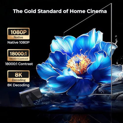 [2000 ANSI Daylight Visible] Native 1080P Smart Video Projector 4K 8K Input, Android 14 Projecteur Portatif with HiFi Sound, Auto Focus & Keystone, WiFi Bluetooth Home Theater for iPhone/Netflix X7