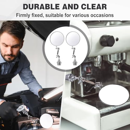 Kingdder 2pcs 3.15inch Inspection Mirrors Magnetic Base with Adjustable Arm | Round Swivel Angle Ball Joint, for Welding, Machine Maintenance, for Technicians, Auto Mechanics - size: 3.15 Inch