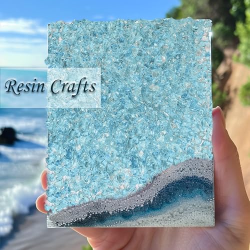 1.3 LB Crushed Sand Broken Glass Pieces for Resin Arts,Crafts,Water Blue | Crush Terrarium Gravels,Fire Pit,Succulents,Vase Fillers Candle Holder Filler,Aquarium Fishbowl Stones - color: Water Blue