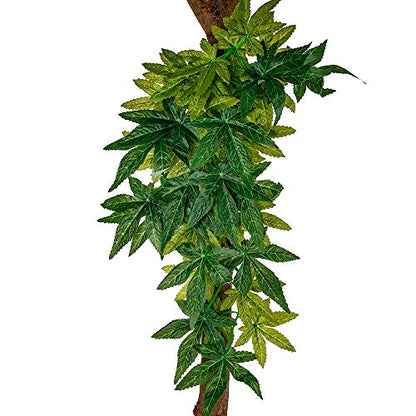 2 Pack Reptile Silk Plants with Suction Cups - Realistic Climbing Vines & Grass Leaves for Terrarium Decor, Amphibian Habitat Tank Accessories (Durable & Easy to Install)