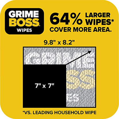 Grime Boss Heavy Duty Wipes (6 x 30ct) | Wet Wipes Used for Hands, Equipment, Tools, Garden, Automotive| Easily Removes Oil, Grease, & Dirt