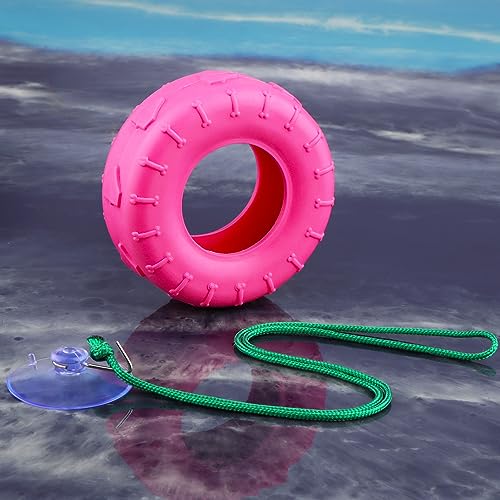 DQITJ 2 Pack Tree Frog Tire Swing with Suction Cup Hook Climbing Toy for Tree Frog Reptile Amphibian Small Aquatic Animals