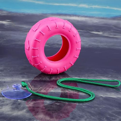 DQITJ 2 Pack Tree Frog Tire Swing with Suction Cup Hook Climbing Toy for Tree Frog Reptile Amphibian Small Aquatic Animals