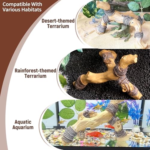 Tfwadmx Snake Climbing Branch,Resin Reptile Enclosure Decor | Ball Python Wood Branches, Gecko Tank Accessories for Lizards,Bearded Dragon Tarantulas, Hermit Crab, Frogs - size: 7.3x6.1x4.7IN | Rack Branch
