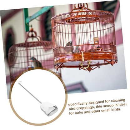 UKCOCO Adjustable Telescopic Stainless Steel Bird Cage Cleaning Tool Compact Poop Scooper for Small Animals Durable Waste Removal for Chicken Coop and Reptile Litter