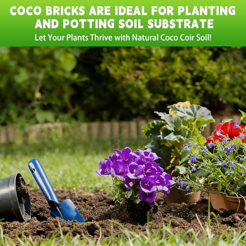 Coco Coir Bricks - Compressed Coconut Fiber Substrate for Plants, Gardening, Potting Mix. Low EC & Balanced pH Natural Growth Medium for Seed Starting, Herbs, and Gardening (10 PCS) - size: 10 PCS