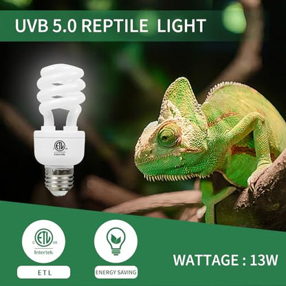 LUCKY HERP Reptile UVA UVB Light 5.0 13W Compact Fluorescent Tropical Terrarium Lamp - style: UVB5.0 13W