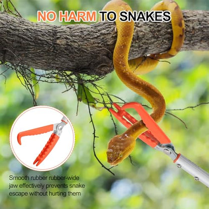 Snake Grabber Tool, 60” Professional Aluminum Alloy Telescopic Rattle Snake Tongs, Reptile Grabber Snake Catcher Wide Jaw Handling Tool with Lock - size: 60 inch