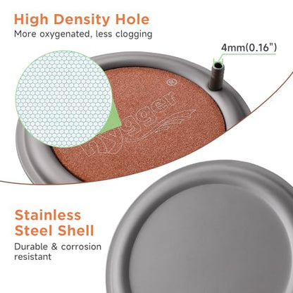 hygger Aquarium Air Stone, 4.1 Inch Nano Air Stone Makes Super Tiny Bubbles, Ultra Quiet Dissolved Oxygen Diffuser Small Airstone with Stainless Steel Base for Aquarium, Fish Tank & Hydroponic, Round - size: 4.1 Inch