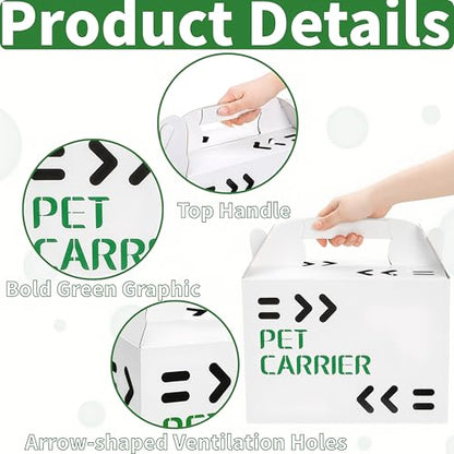 Coloch 20 Pack Cardboard Pet Carrier for Small Pets, 11x8x6 Inches Disposable Pet Transport Box for Small Pets, Chicks, Pullets, Fowls, Hamsters, Gerbils, Not for Adult Cats or Dogs