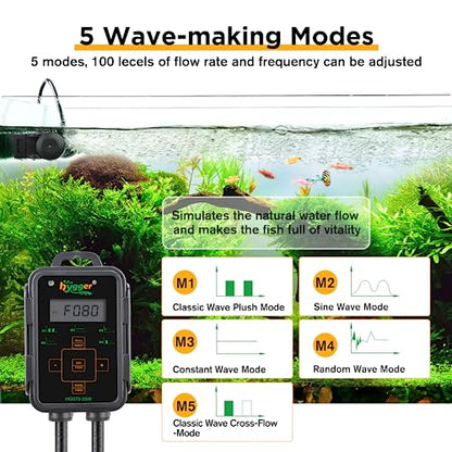 hygger Aquarium Wave Maker, Adjustable Cross Flow Pump with LED Display Controller, Magnetic DC 24V Aquarium Powerhead for Freshwater and Marine Reef Aquariums Up to 135 Gallon (18w) - style: 18w