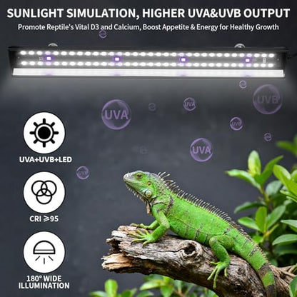 UVB Reptile Light, Dimmable UVA UVB Lamp with Timer & 3 Modes, Adjustable 5.0-20.0 Output, 6500K Daylight LED Reptile Tank Light for Bearded Dragon, Snake, Turtle, 10-40 Gallon (16 INCH) - size: 16 INCH